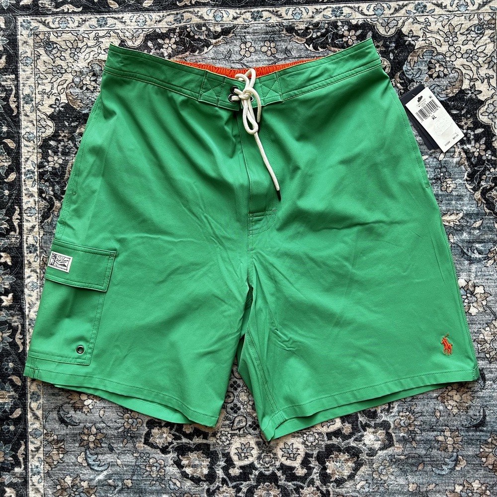 Polo Ralph Lauren Board Shorts Men's XL Swim Trunks Pockets Lined Stretch Green